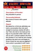 Reviews about escort with phone number 9164908764